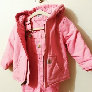 Carhartt Pink Overalls & Jacket w/ Sherpa Lining